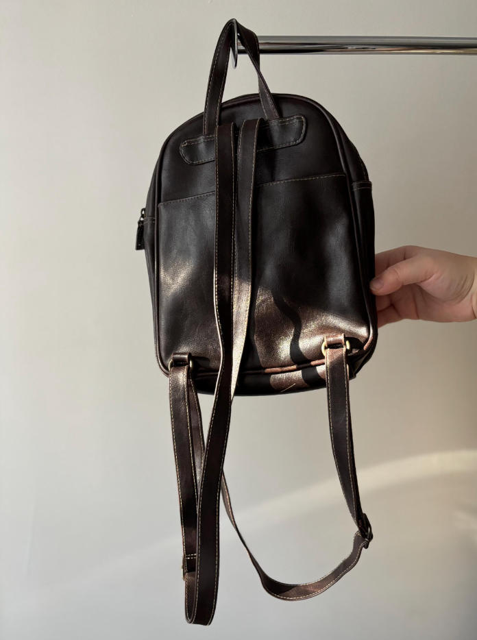 1990s Leather Mini Backpack | Vintage Brown Nevada Purse