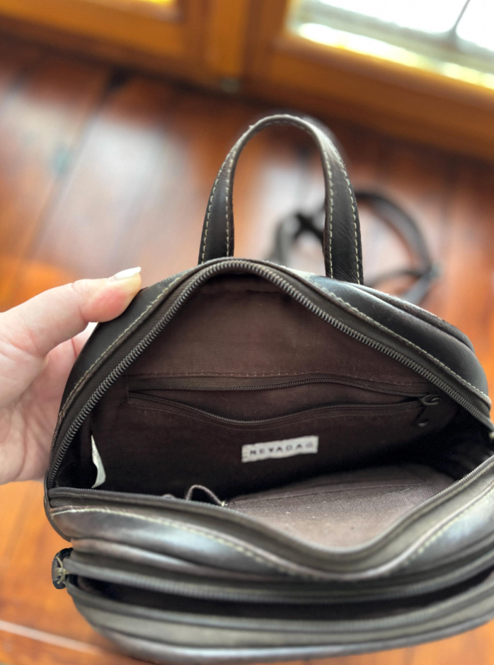 1990s Leather Mini Backpack | Vintage Brown Nevada Purse