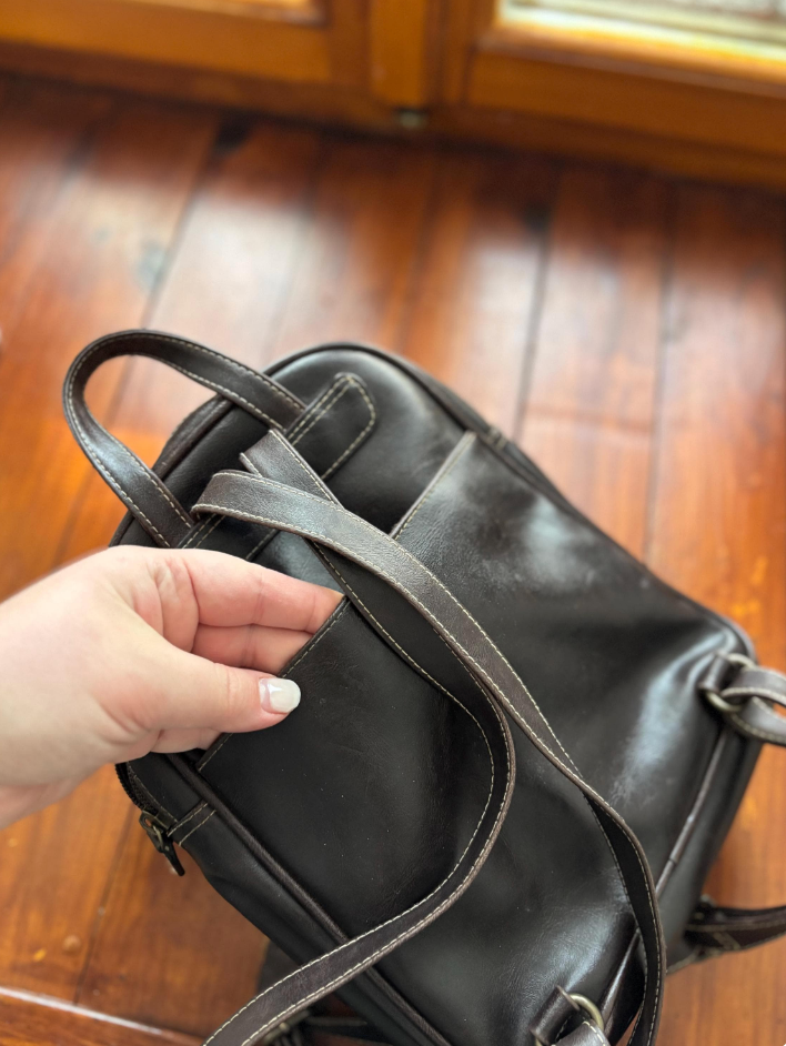 1990s Leather Mini Backpack | Vintage Brown Nevada Purse
