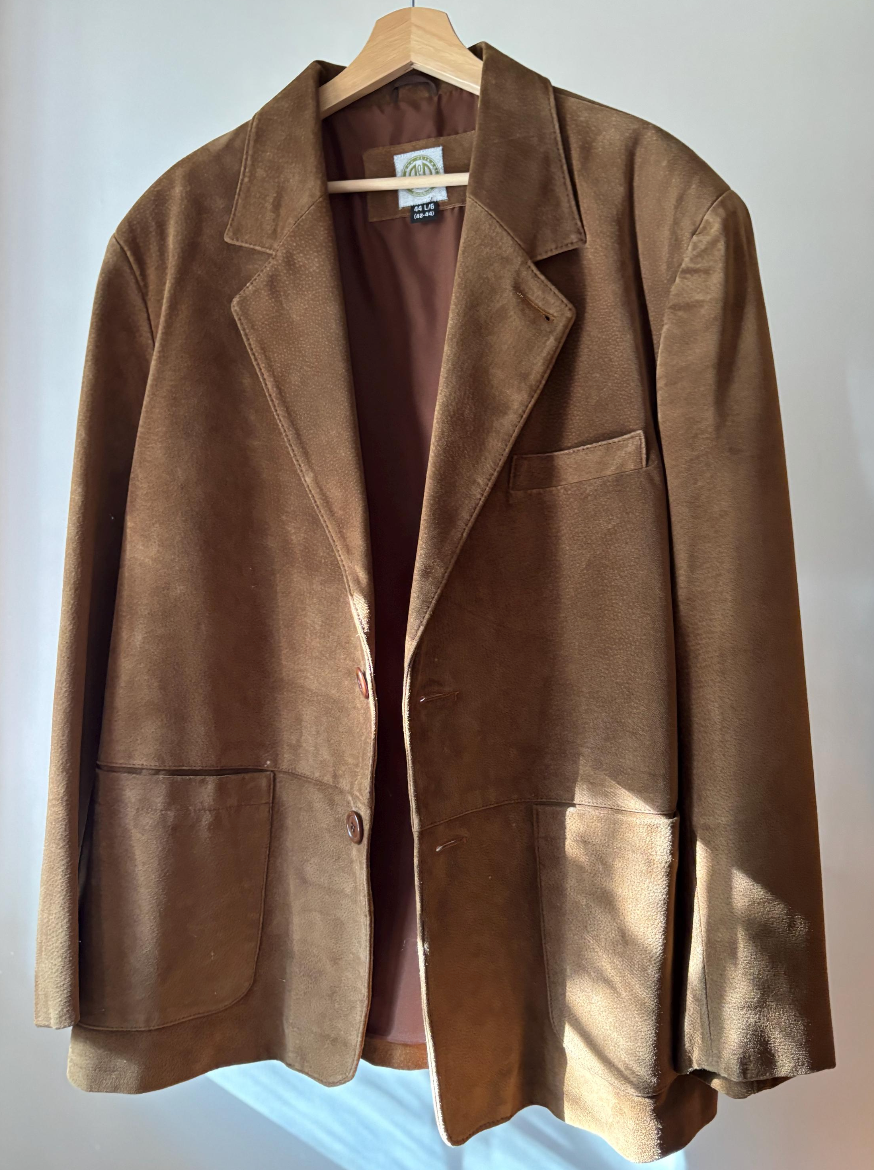 1990s Oversized Suede Jacket | Vintage Brown Button-Up Jacket