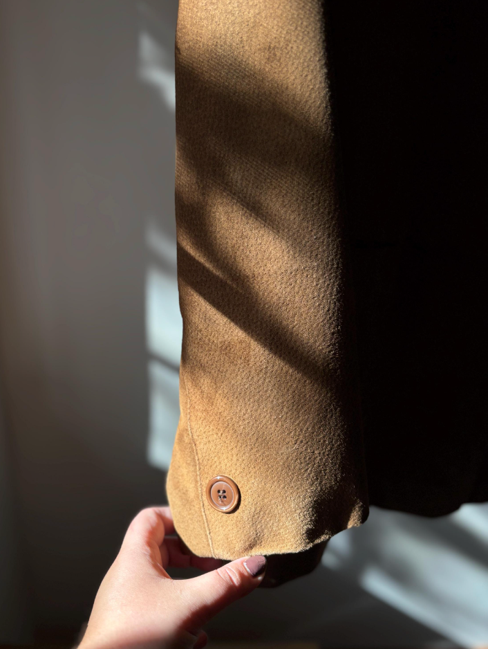 1990s Oversized Suede Jacket | Vintage Brown Button-Up Jacket