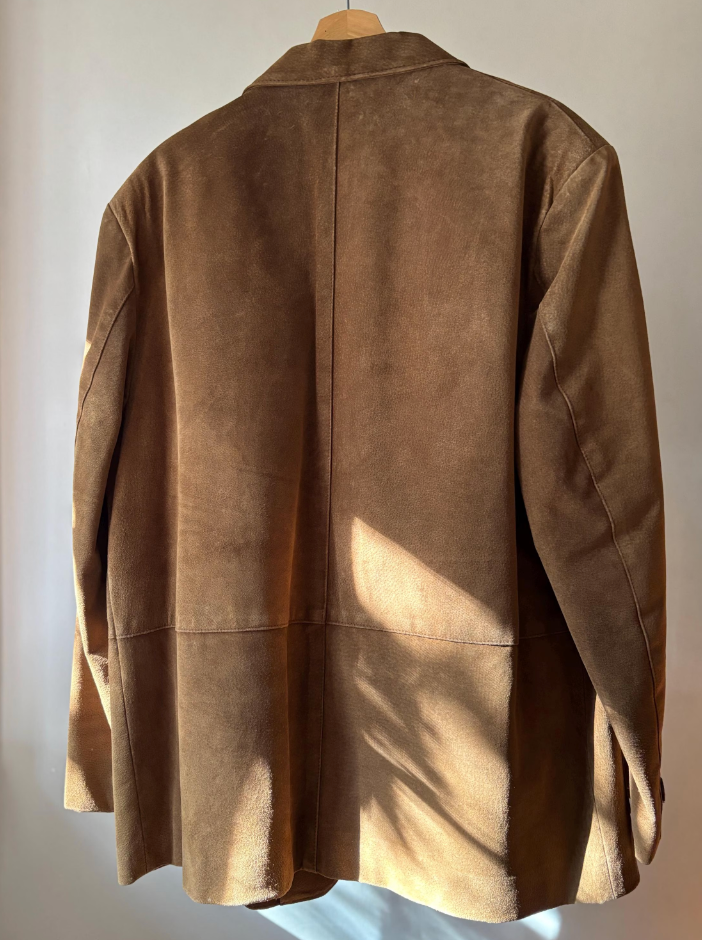 1990s Oversized Suede Jacket | Vintage Brown Button-Up Jacket