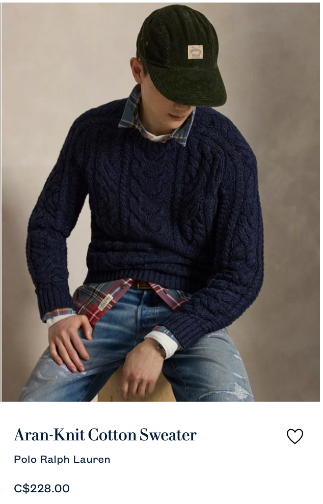 Polo Aran Cotton Cable knit Sweater